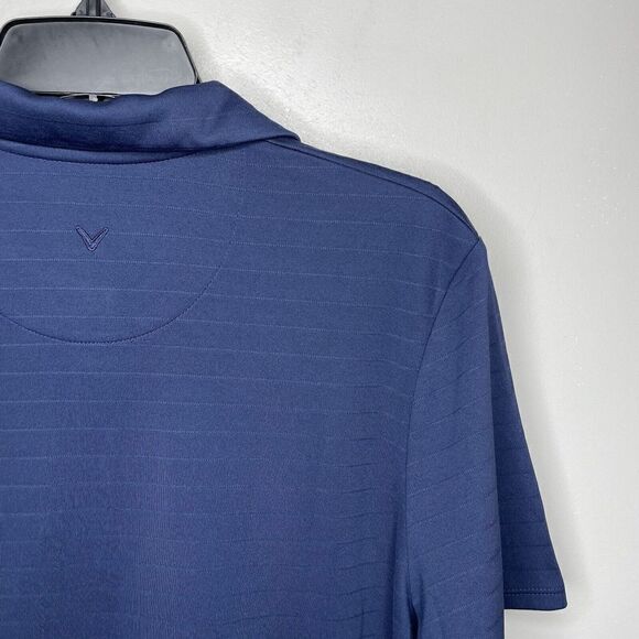 CALLAWAY Mens Opti-Dri Performance Polo Shirt NEW Large L Snap Navy Stripe Golf - Picture 5 of 9